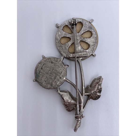 VINTAGE FLOWER BROOCH HOLOGRAM JEWELARAMA SILVER TONE METAL JEWELRY PIN - Picture 4 of 7